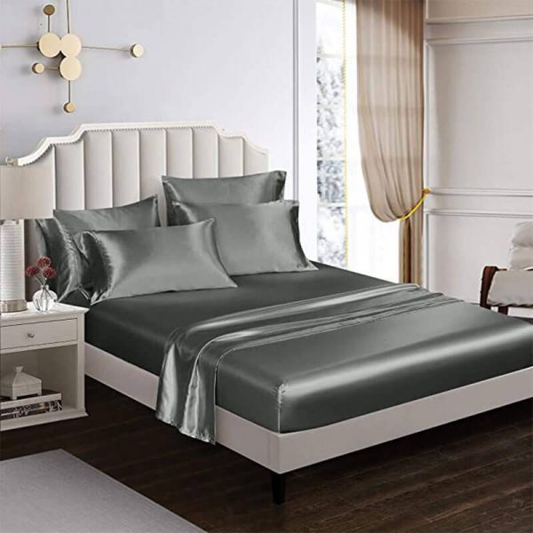 gray bed sheets