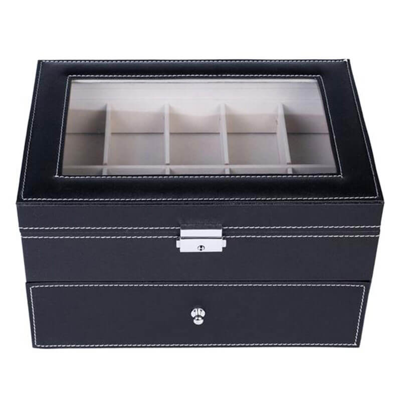 Wooden Watch Box with Drawer Mens Watch Case Watch Storage Box