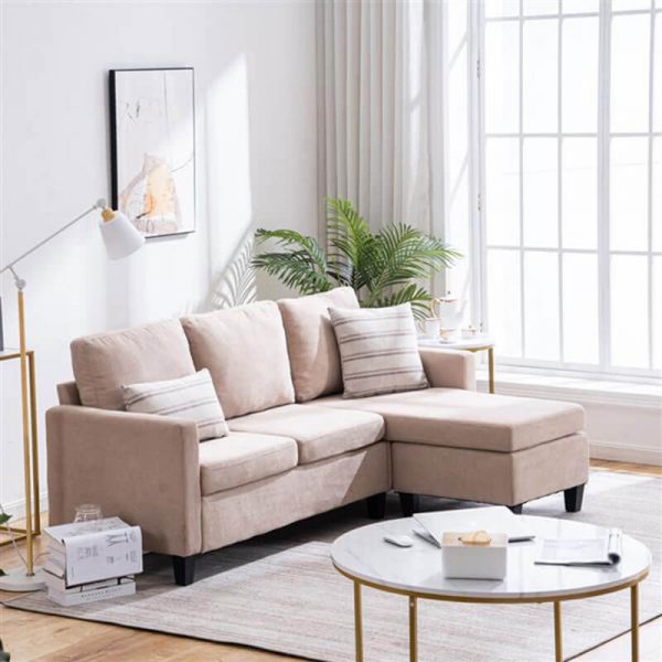 Modern Chaise Sofa Bed L Shaped Couch, L Shaped Leather Sleeper Sofa